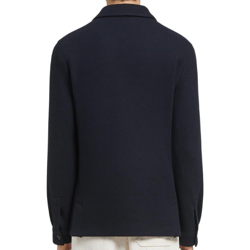 Shop Zegna FW22 男士深藍色單排扣西裝外套。 S50063-1DHAQ0