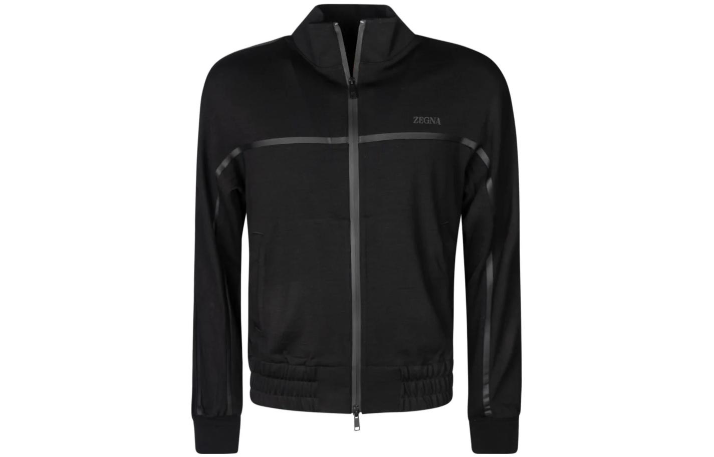 Order Zegna 2022秋冬男士修身對比細節黑色拉鍊運動衫. UA503ACT849K09