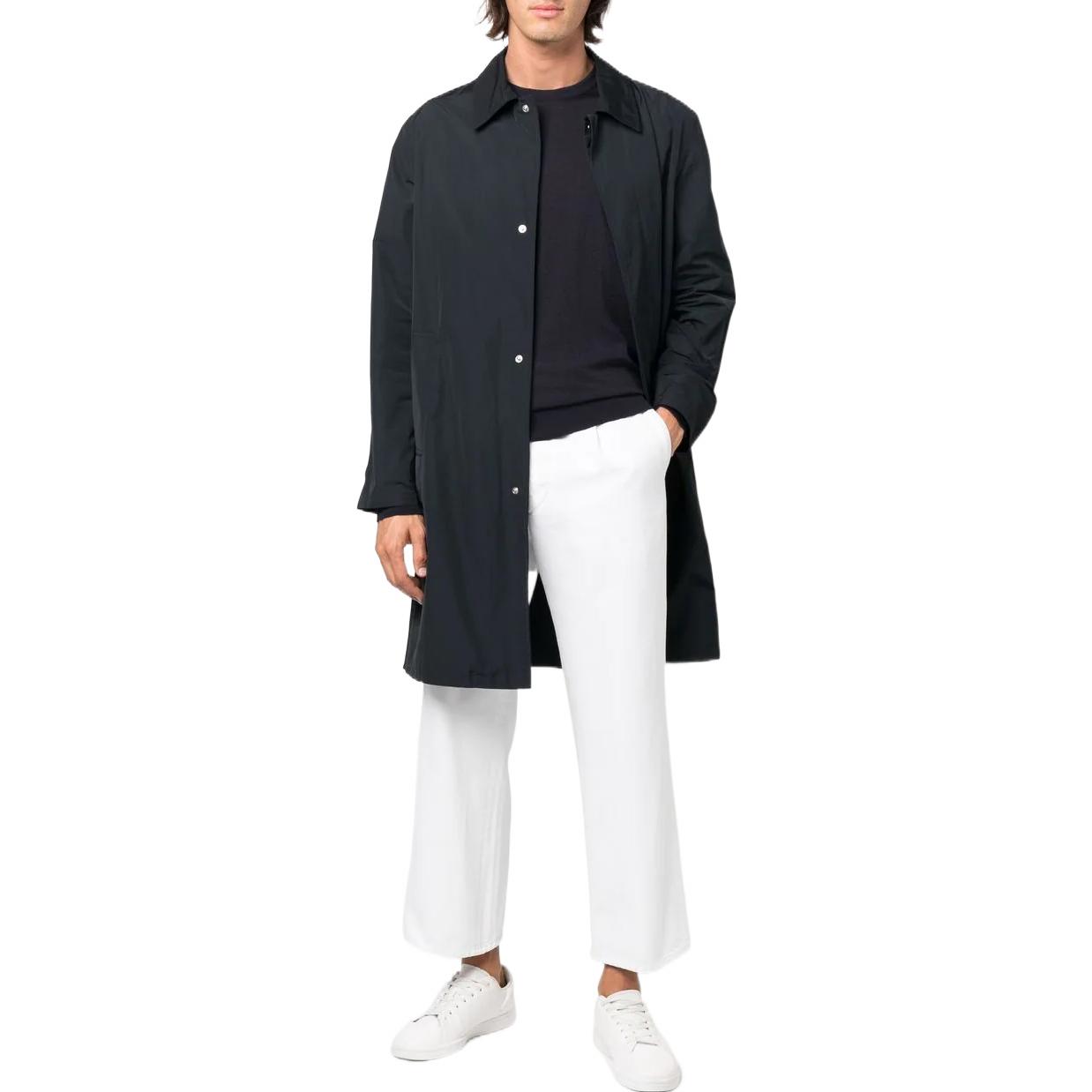 Lookbook Zegna FW22 Baju Sejuk Lelaki Biru Solid Leher Bulat Knit. E8J00110B98