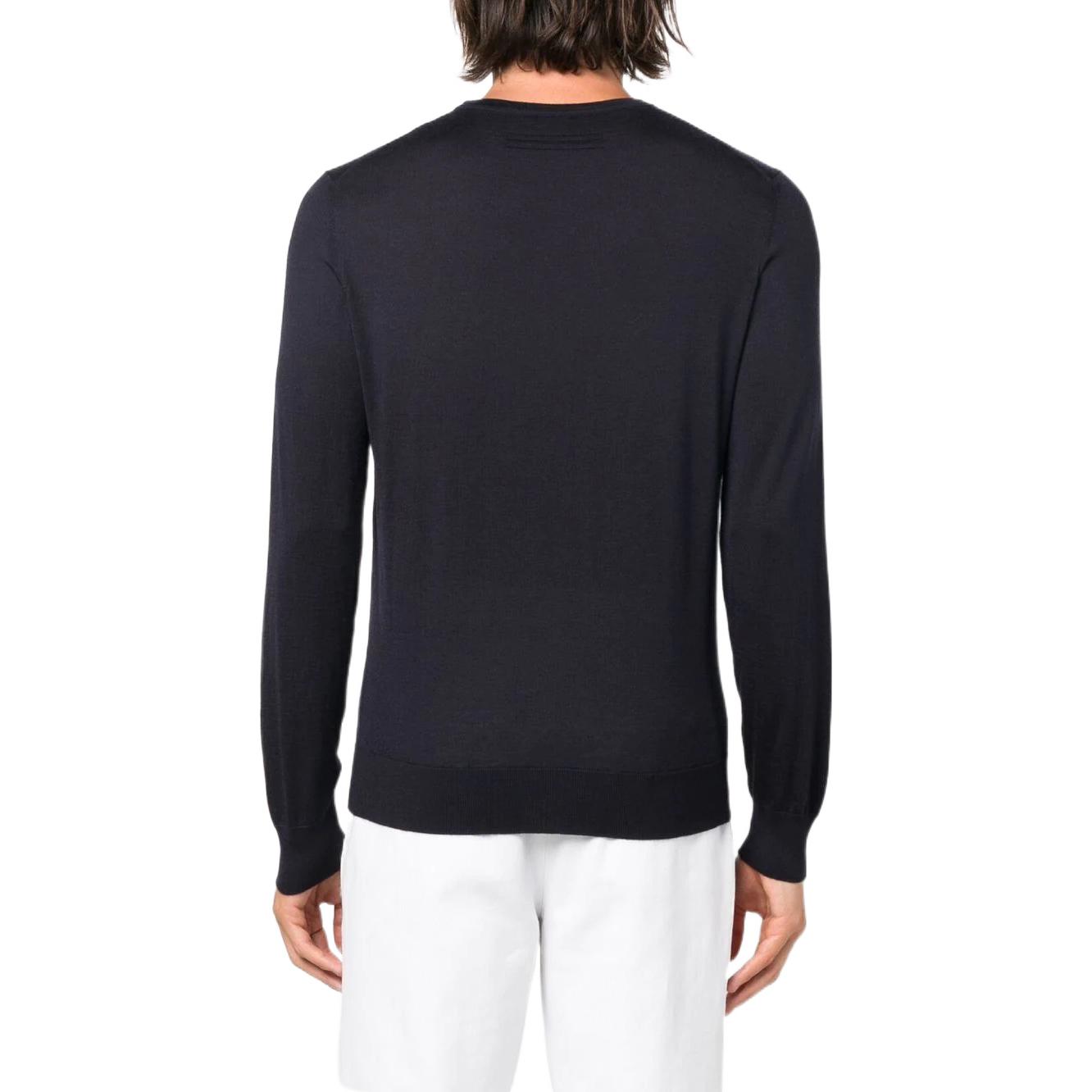 Purchase Zegna FW22 Baju Sejuk Lelaki Biru Solid Leher Bulat Knit. E8J00110B98