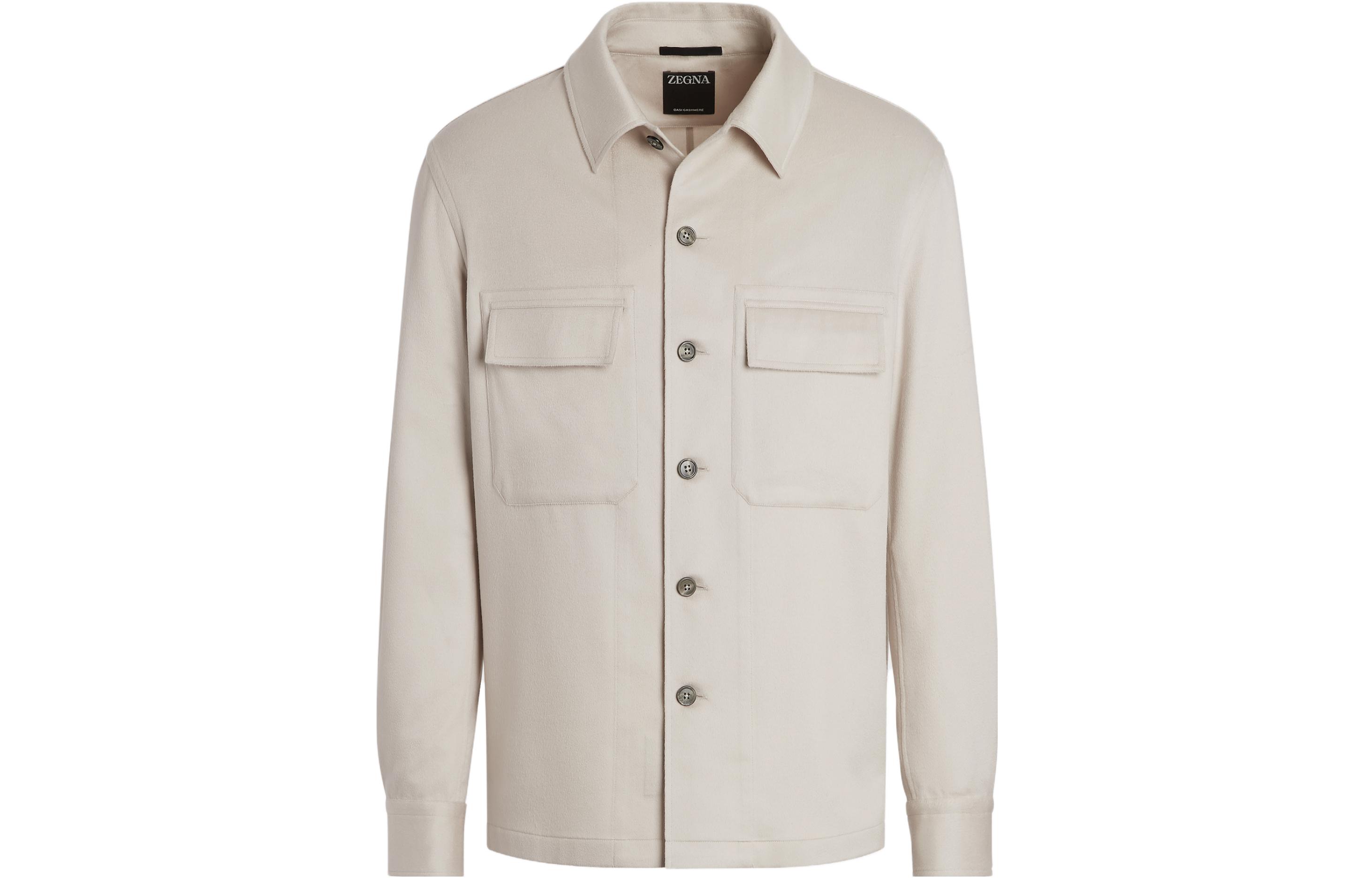 Lookbook Zegna FW22 Solid Color Long Sleeve Shirt with Flap Pocket for Men. E8V46-SOT6-092