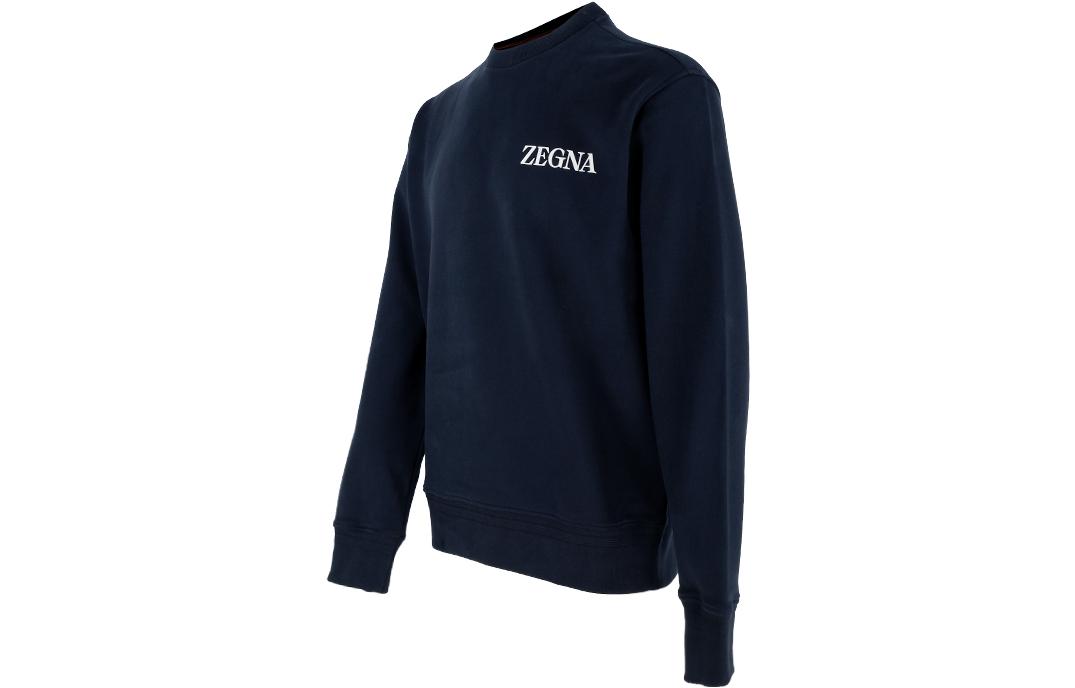 Purchase Zegna FW22 標誌印花休閒套頭衫 男士海軍藍長袖 上衣潮流款式 UA522ACT872-B09