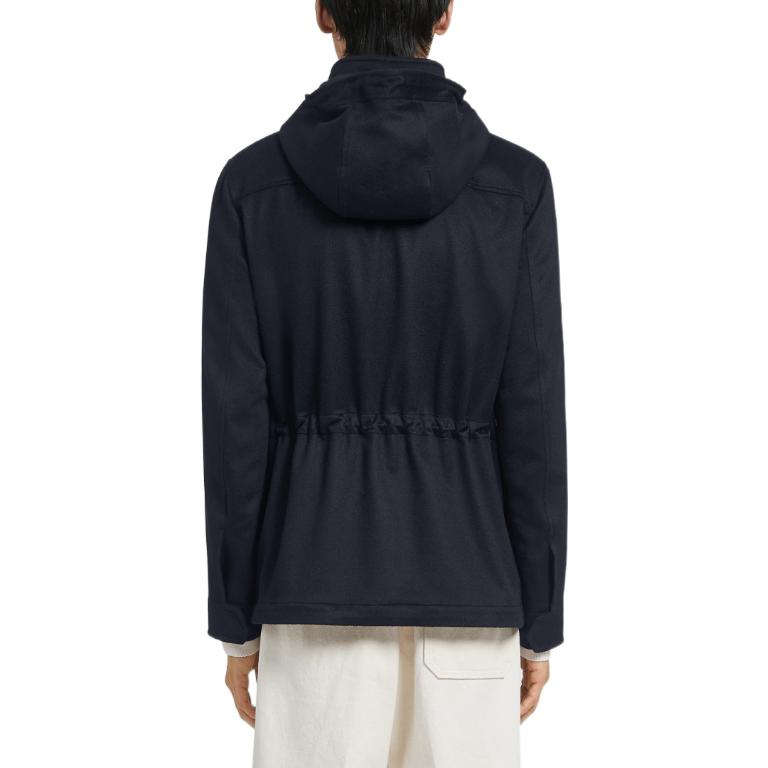 Shop Chaqueta con Capucha Casual Azul Marino Sólido Zegna FW22 para Hombre. E7T42-7210-531