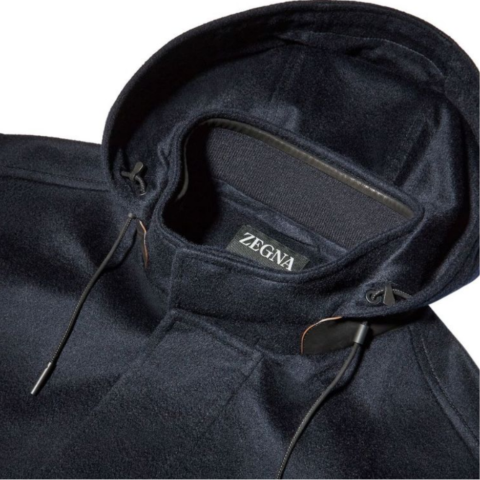 Sizing Chaqueta con Capucha Casual Azul Marino Sólido Zegna FW22 para Hombre. E7T42-7210-531