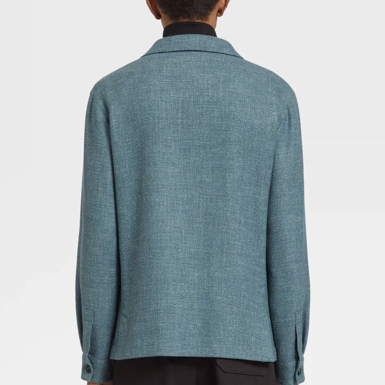 Purchase ゼニア メンズ FW22 テクスチャード ポケット付きボタンアップジャケット 450502-1DHAQ0