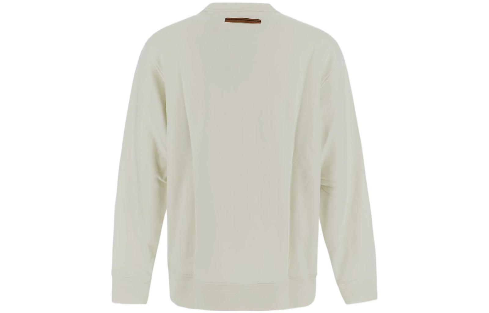 Lookbook Zegna FW22 男士白色字母印花圓領套頭衛衣。 UA522ACT872-N01