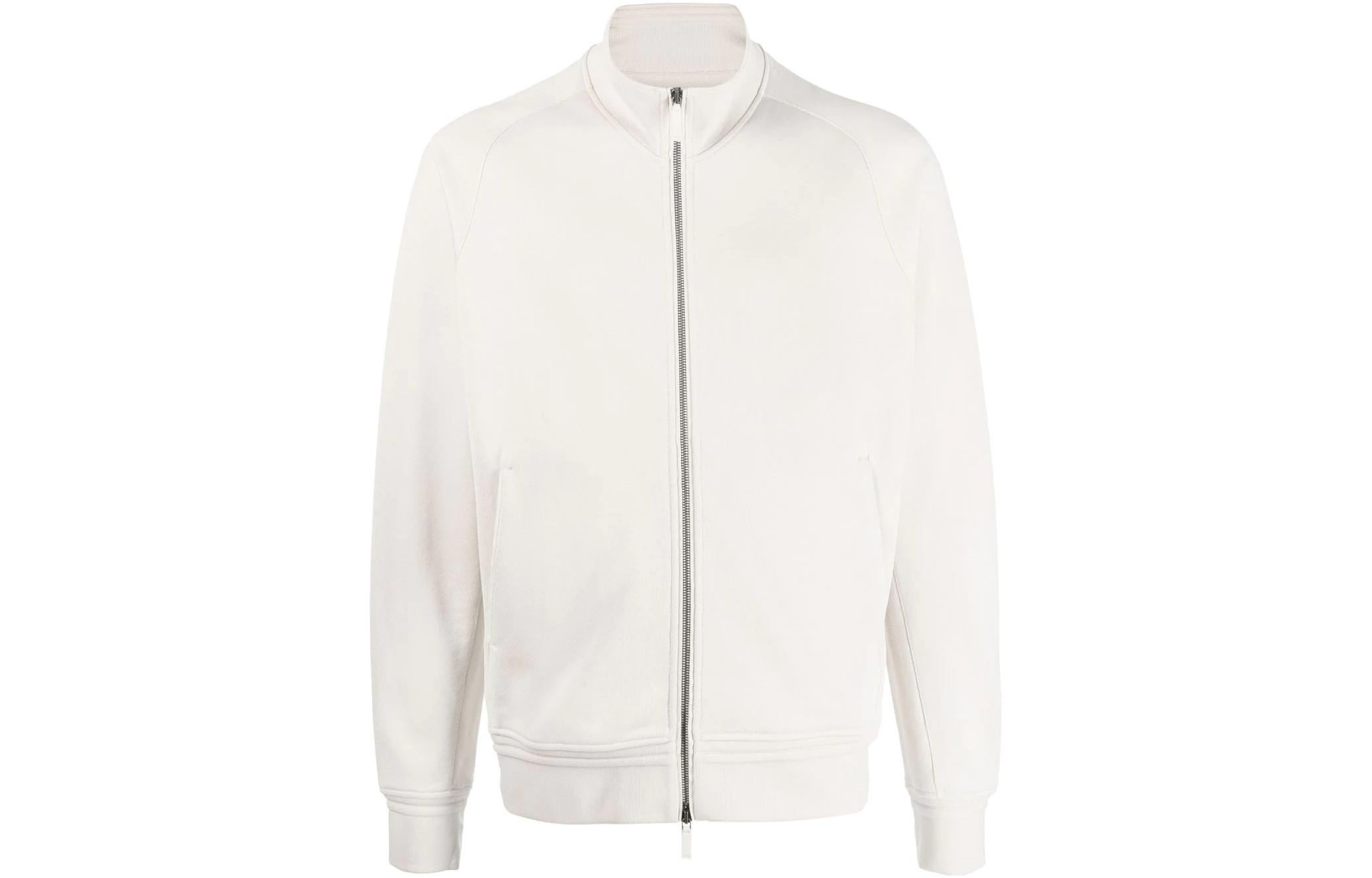 Zegna FW22 White Solid Cotton Zip-Up Jacket UA590-A815-N02