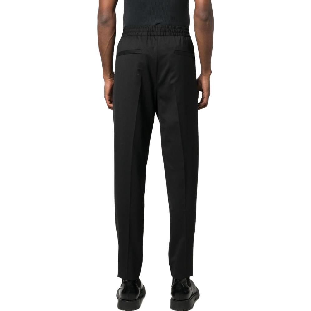 Shop Zegna FW23 黑色直筒彈性腰休閒長褲 6ZF06-2A673G-CC2