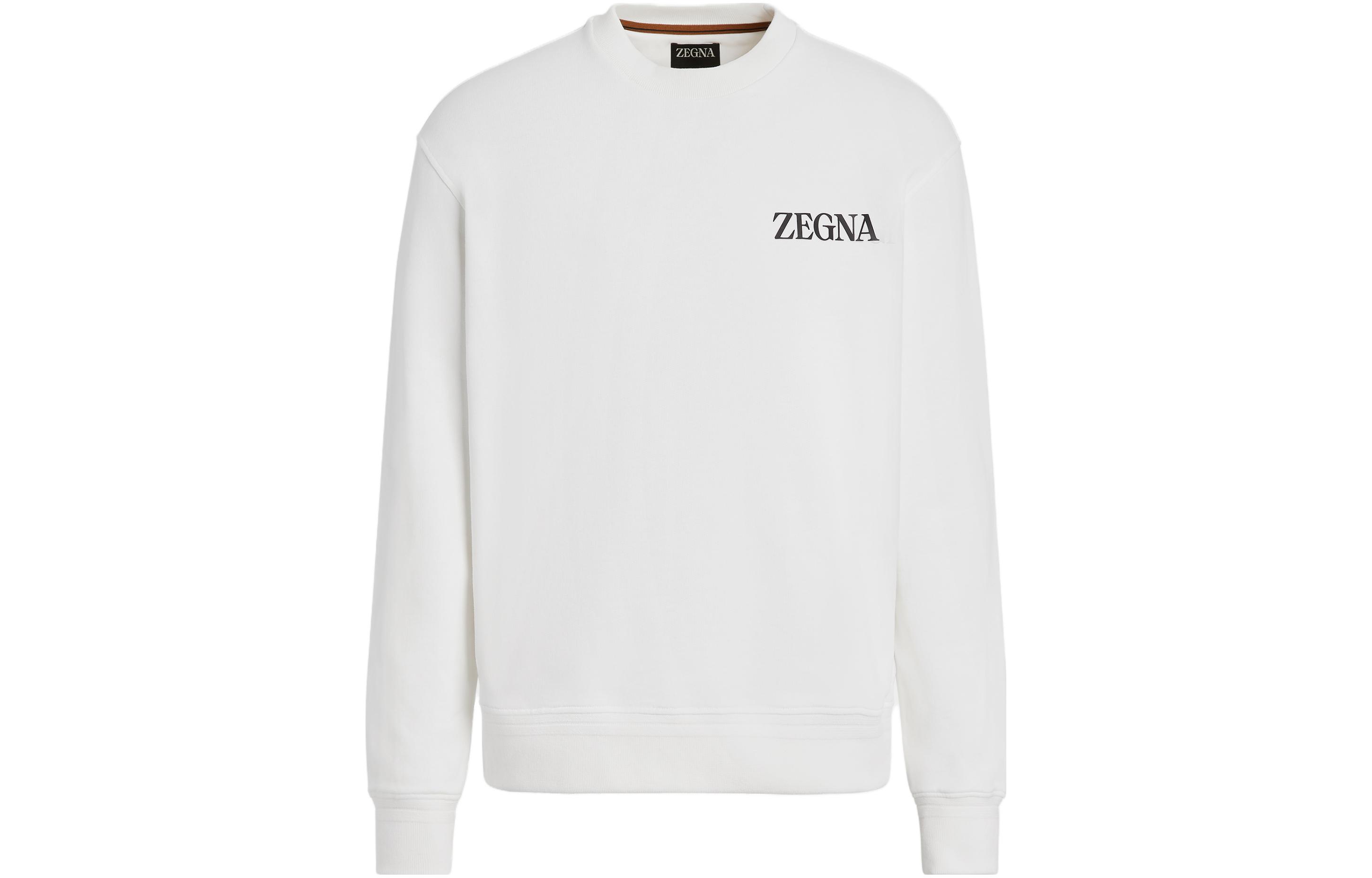 Zegna FW23  Crewneck Pullover Sweatshirt with Letter Print. UC522A6-C872-N01