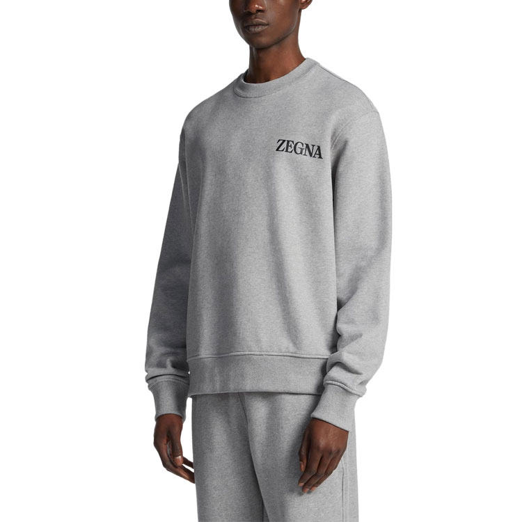 Cheap Zegna FW23 字母印花圓領長袖衛衣。 UC522A6-C872-N01