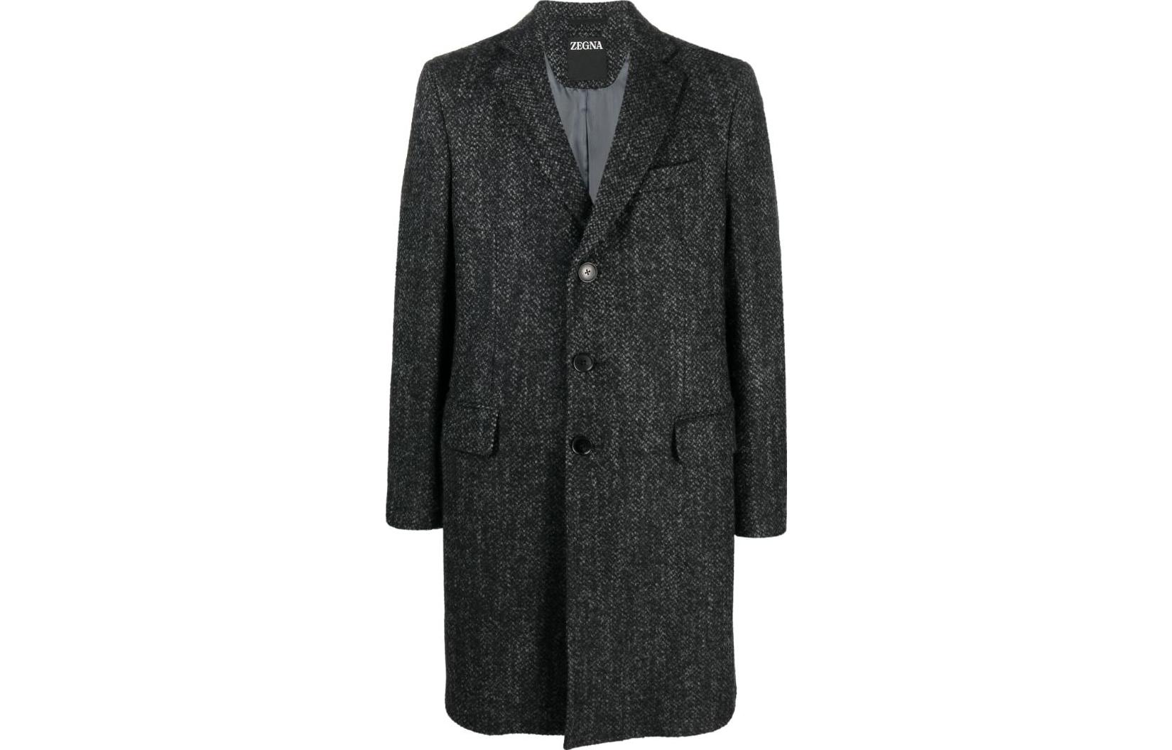 Order Zegna FW23 Blazer Largo Medio Solapa Notch y Un Solo Botón en Color Carbón. 68973-5A64GJ-3G0