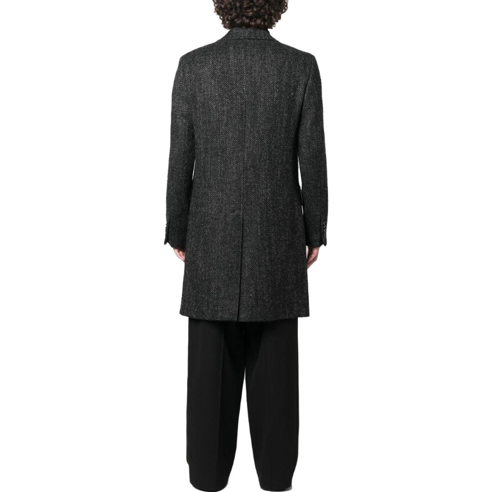 Shop Zegna FW23 Blazer Largo Medio Solapa Notch y Un Solo Botón en Color Carbón. 68973-5A64GJ-3G0