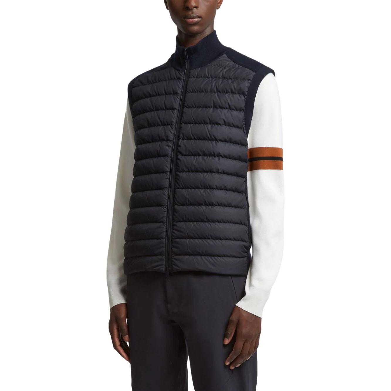 Lookbook ゼニア FW23 ネイビーブルー ソリッドパッチワーク ハイネック カジュアルベスト UCM99-A6CCT-132