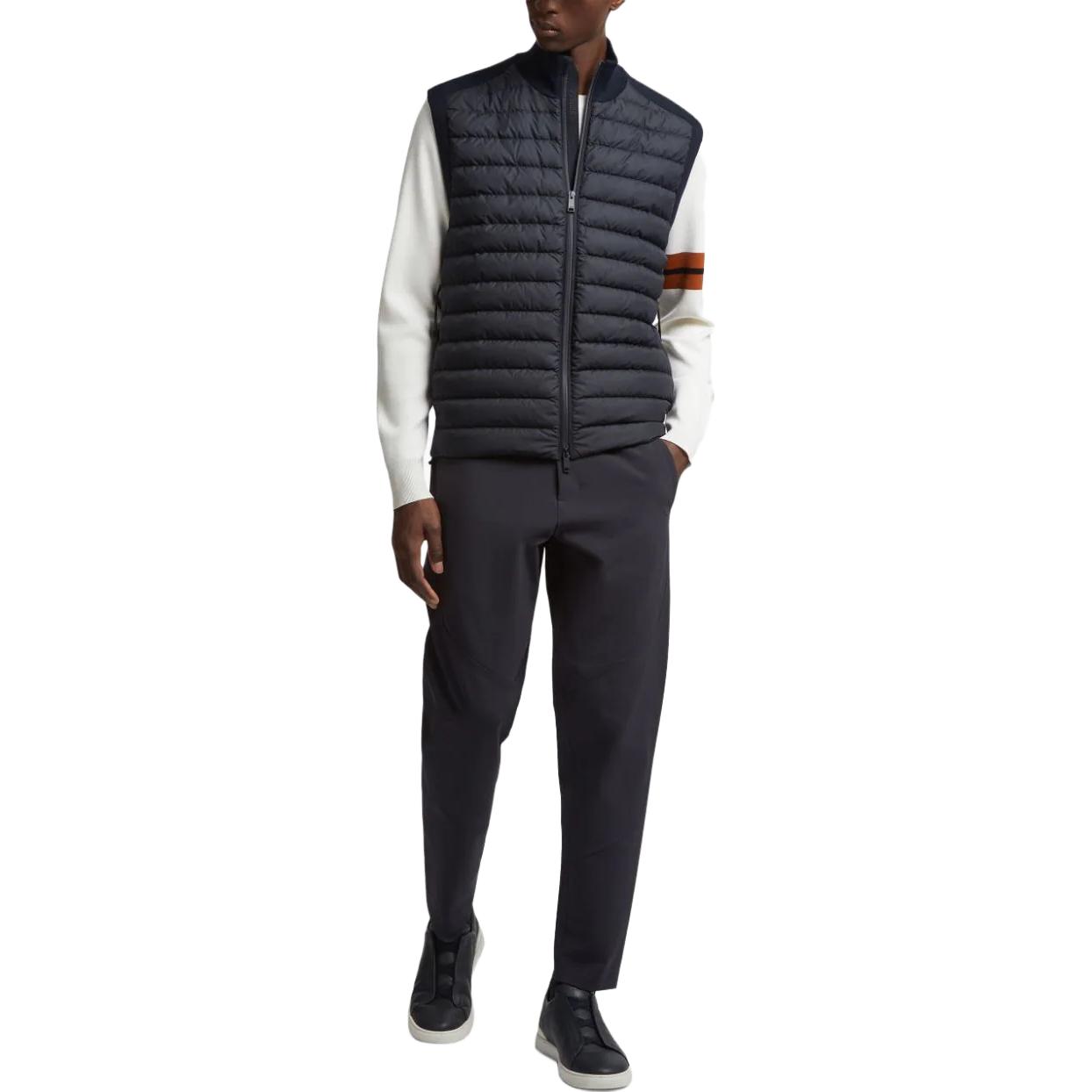 Purchase ゼニア FW23 ネイビーブルー ソリッドパッチワーク ハイネック カジュアルベスト UCM99-A6CCT-132