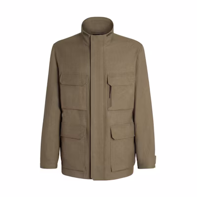 Zegna FW23 Solid Color Pocket Stand Collar Zip Jacket UBT51A5-B211-414