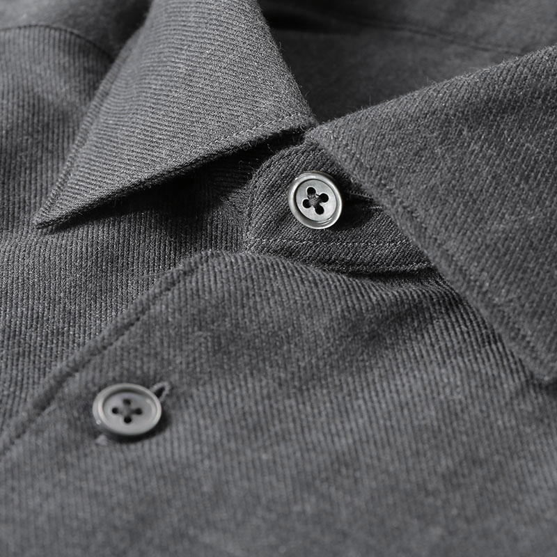 Shop ゼニア FW23 ダークグレー 無地 長袖 ボタンアップ シャツ UCX44A6-SRF5-470