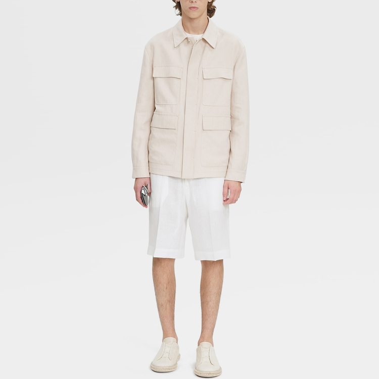 Lookbook Zegna FW23 Chaqueta de Trabajo Manga Larga Sólida Blanco Roto UBT56A5-B214-990