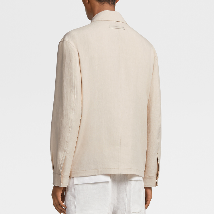 Shop Zegna FW23 Chaqueta de Trabajo Manga Larga Sólida Blanco Roto UBT56A5-B214-990