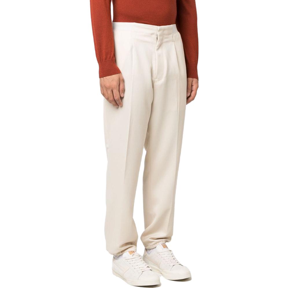 Purchase Zegna FW23 白色中腰直筒休閒褶皺長褲 UCI39-A6TP38-994