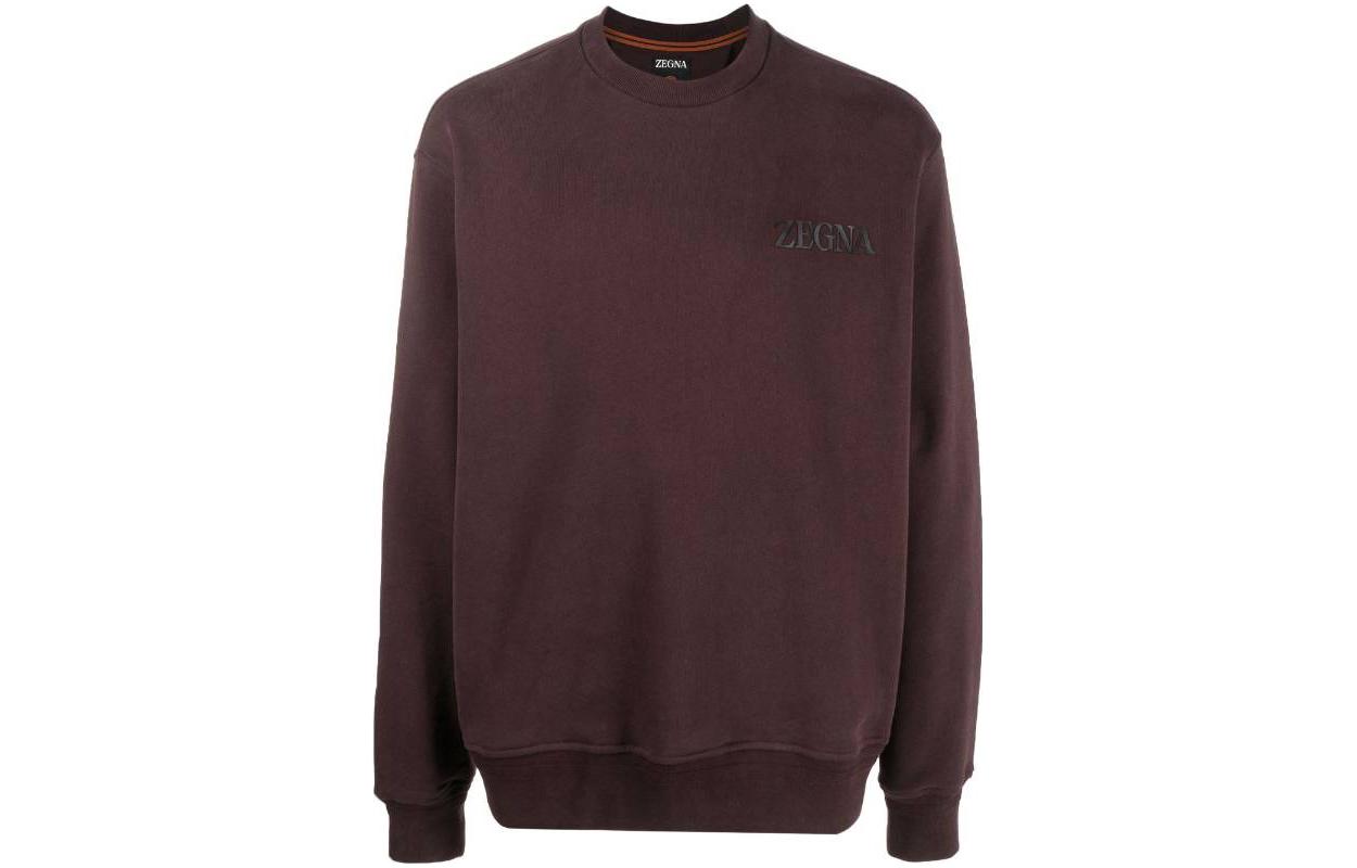 Zegna FW23 Brown Solid Crewneck Pullover Long Sleeve Sweatshirt UC522-A6C872-R09