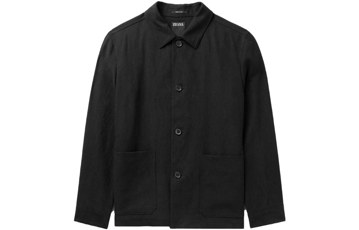 Zegna FW23 Men’s Solid Linen Single-Breasted Long-Sleeve Jacket 1DHAQ06-30C0-5A5