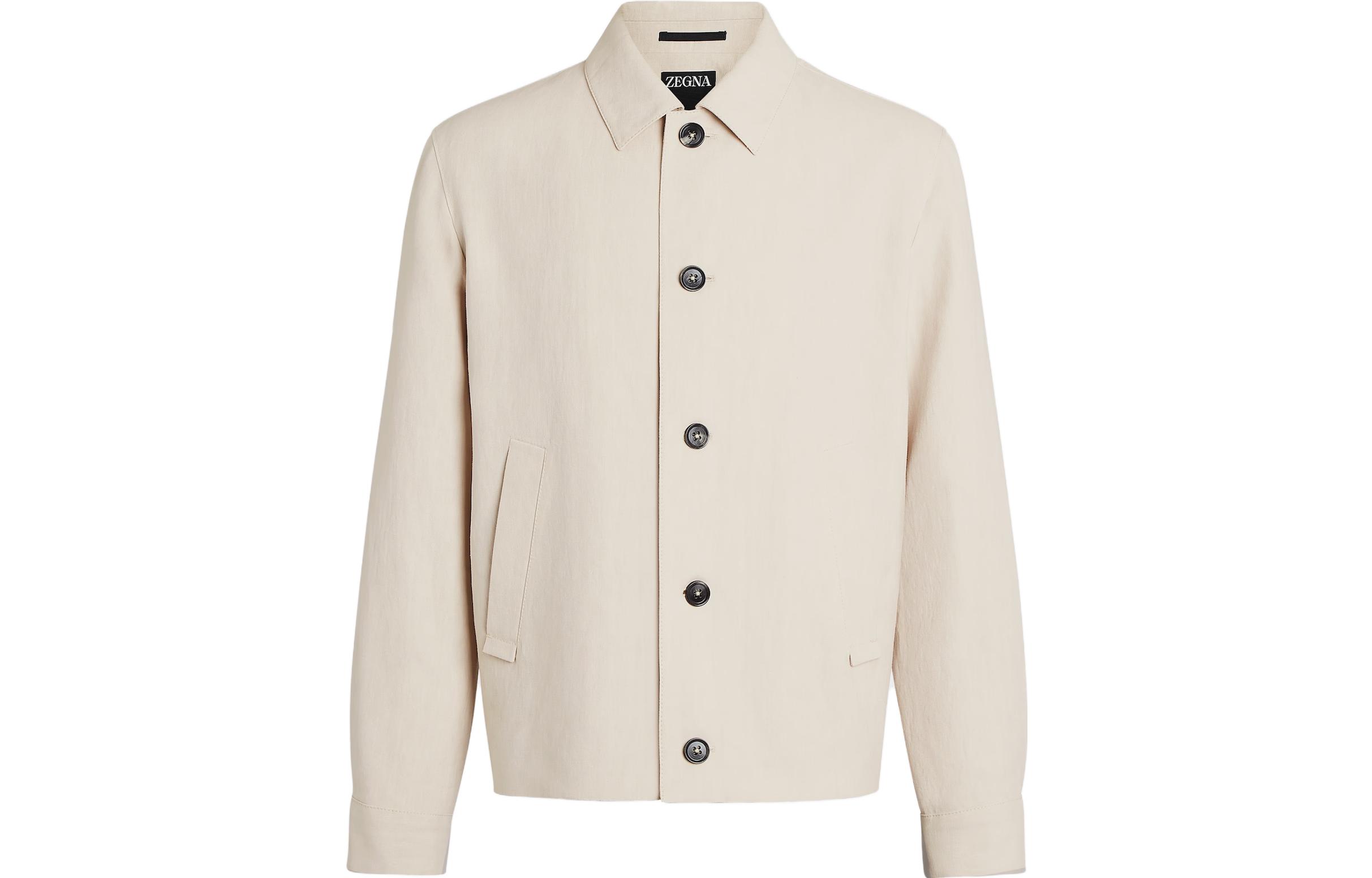 Zegna FW23 Solid Single-Breasted Collar Long-Sleeve Jacket Men 673C00A6-1VHMQ0