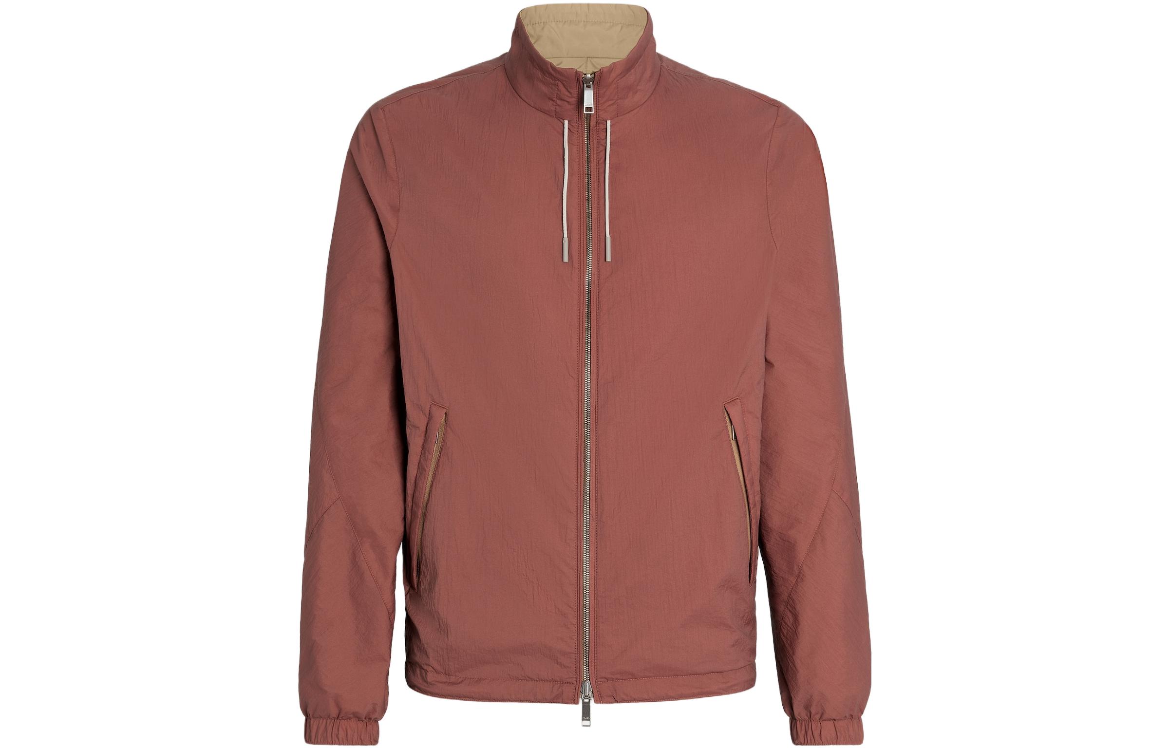 Zegna FW23 Solid Turtleneck Double-Sided Jacket Light Burgundy UBT15A5-B138B-164