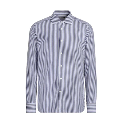 Zegna FW23 Striped Print Single-Breasted Long-Sleeve Shirt Men’s Blue 601005A6-9MS0M2