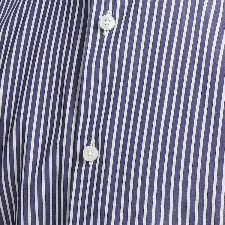 Shop Zegna FW23 條紋印花單排釦長袖襯衫 男款 藍色 601005A6-9MS0M2