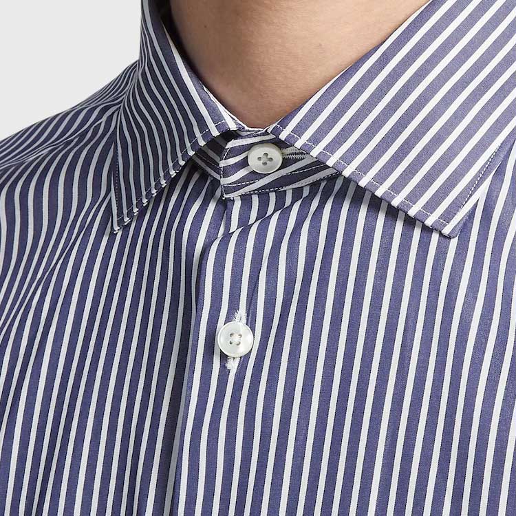 Purchase Zegna FW23 條紋印花單排釦長袖襯衫 男款 藍色 601005A6-9MS0M2