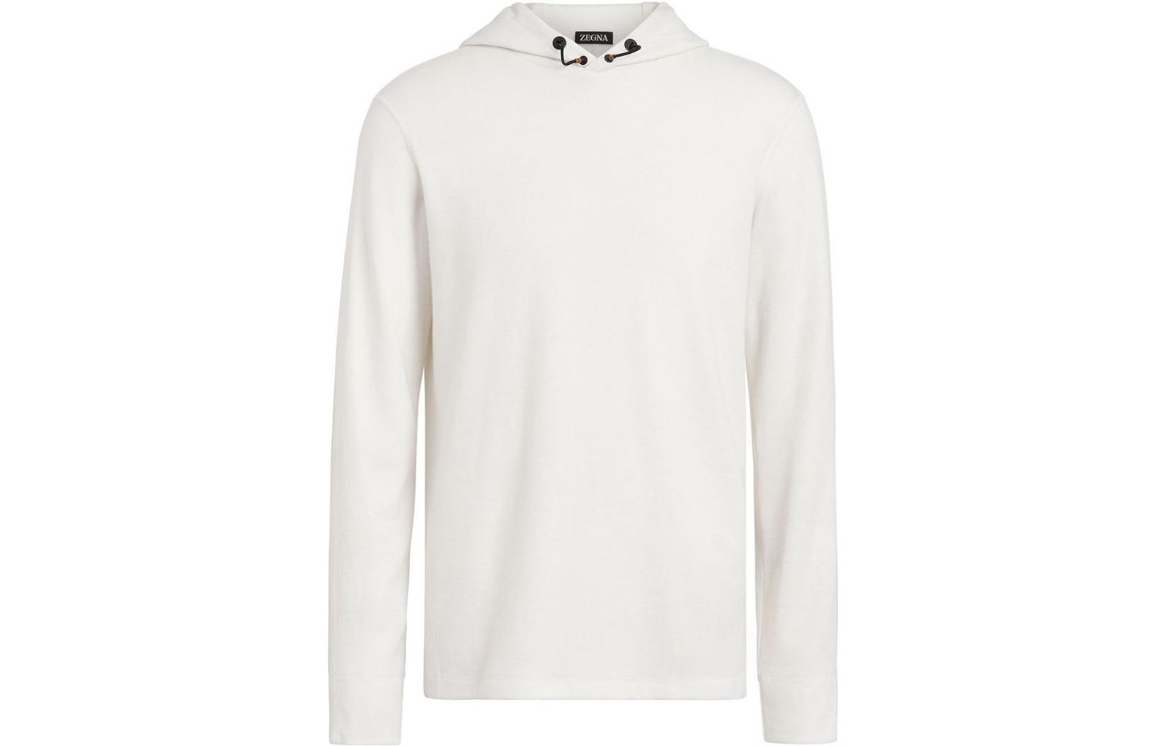 Order Zegna FW23 White Solid Color Hoodie Long Sleeve Sweatshirt UA312-ACT-709