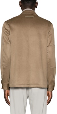 Zegna FW24 棕色羊絨長袖襯衫皮革夾克 UEV46A8 Shop Zegna FW24 棕色羊絨長袖襯衫皮革夾克 UEV46A8