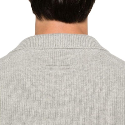 Zegna FW24 寬鬆版羊絨長袖Polo毛衣 淺灰色 UEK86-A8131-K91 Details for Zegna FW24 寬鬆版羊絨長袖Polo毛衣 淺灰色 UEK86-A8131-K91