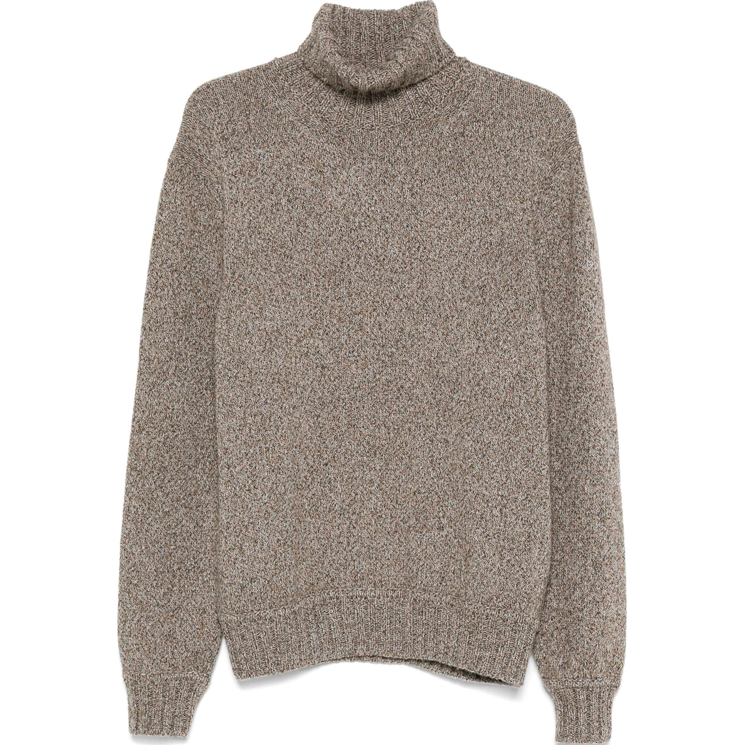 Order Zegna FW24 Suéter de Cuello Alto Cashmere Corte Holgado Gris Marrón Mix. UEK59-A8120