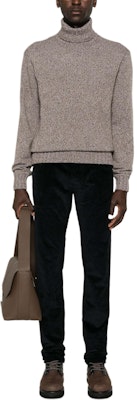 Zegna FW24 Suéter de Cuello Alto Cashmere Corte Holgado Gris Marrón Mix. UEK59-A8120 Lookbook Zegna FW24 Suéter de Cuello Alto Cashmere Corte Holgado Gris Marrón Mix. UEK59-A8120