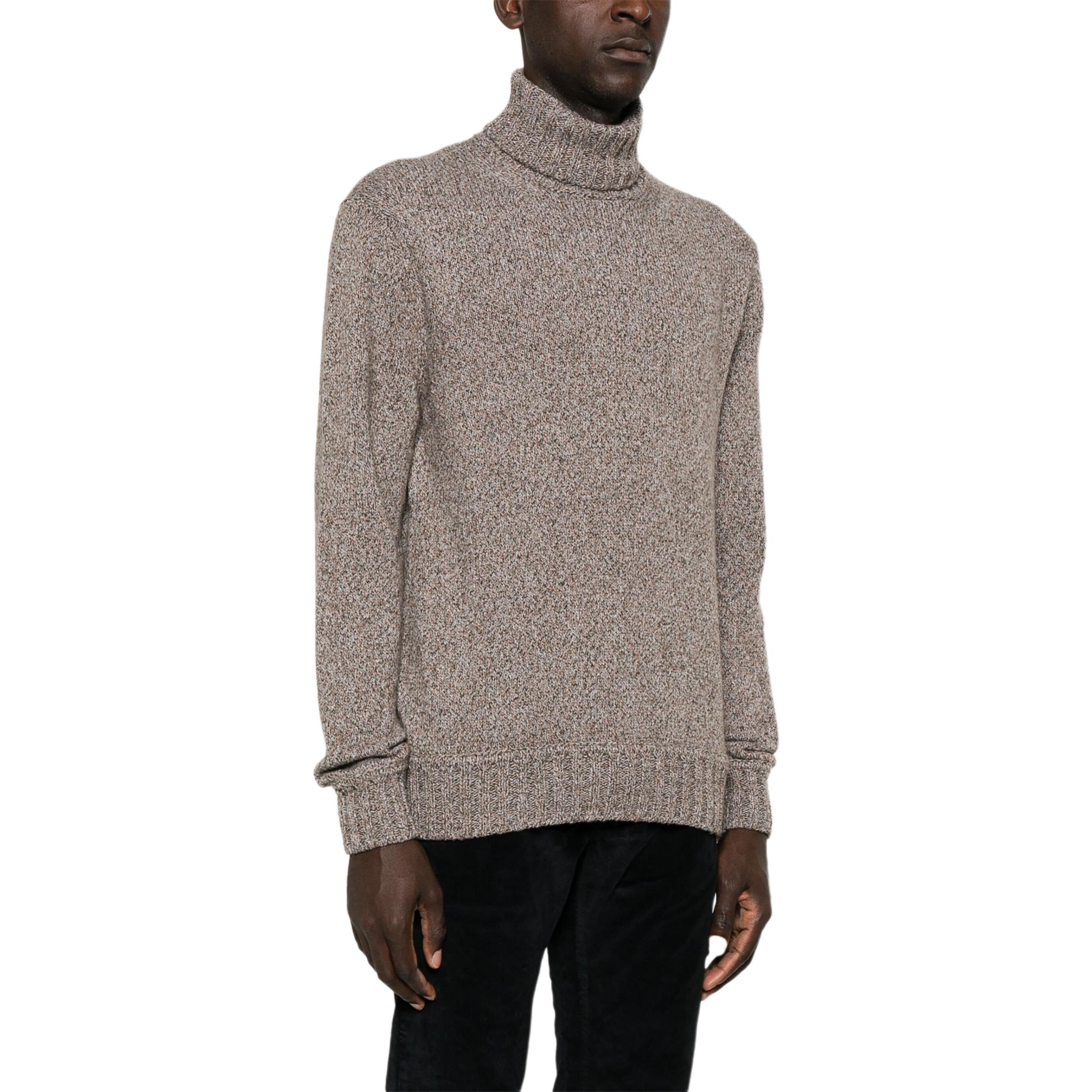 Purchase Zegna FW24 Suéter de Cuello Alto Cashmere Corte Holgado Gris Marrón Mix. UEK59-A8120