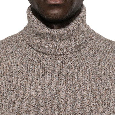 Zegna FW24 Suéter de Cuello Alto Cashmere Corte Holgado Gris Marrón Mix. UEK59-A8120 Details for Zegna FW24 Suéter de Cuello Alto Cashmere Corte Holgado Gris Marrón Mix. UEK59-A8120