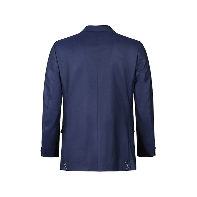 Shop Zegna FW24 海軍藍色單排扣西裝，雙開叉設計 83753-4A8221-225