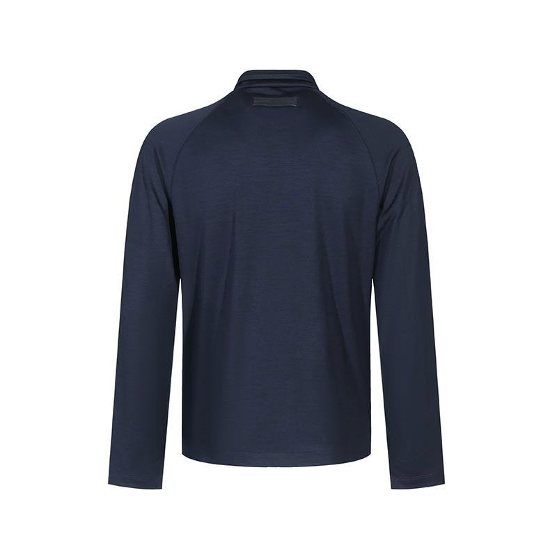 Lookbook ゼニア FW24 ネイビー ソリッド ジップアップ 長袖 ジャケット. UE542A8-ECT867-B09