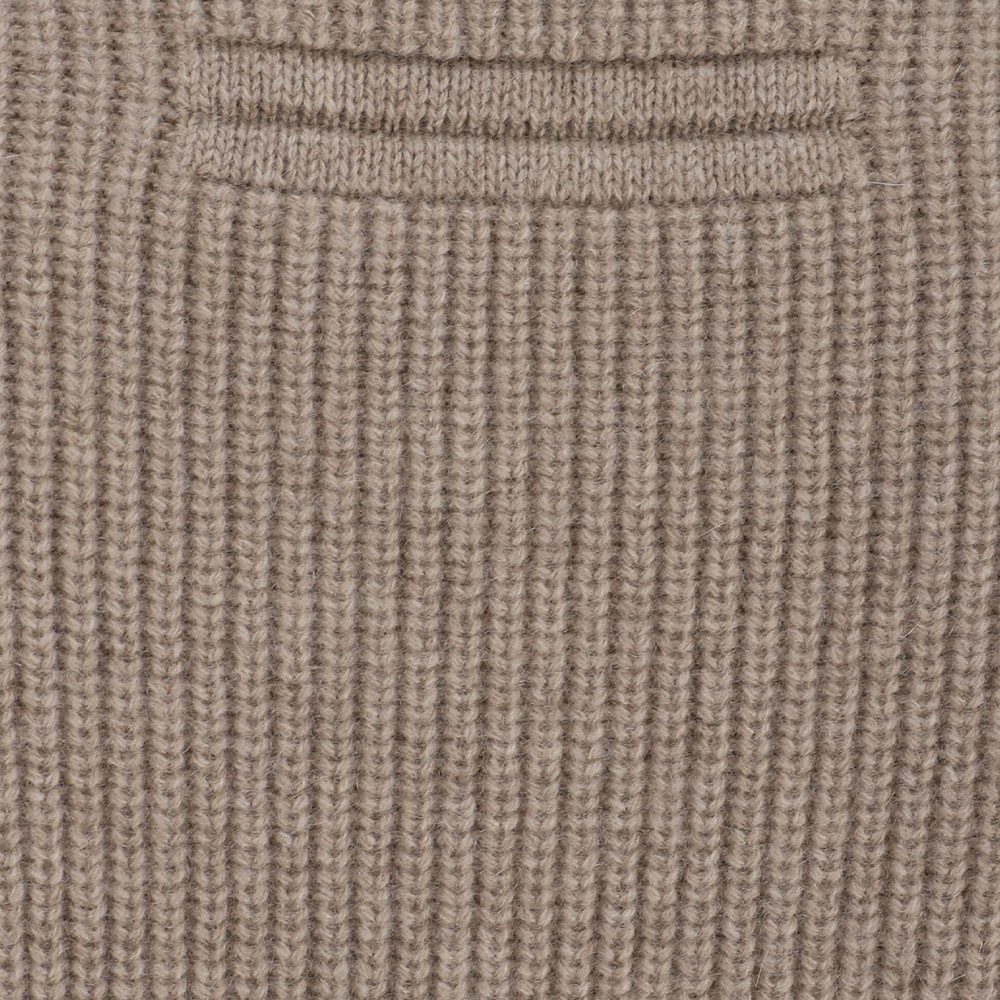 Shop Zegna FW24 羅紋織羊絨長袖Polo毛衣 - 淺灰褐色 UEK86-A8131-N92