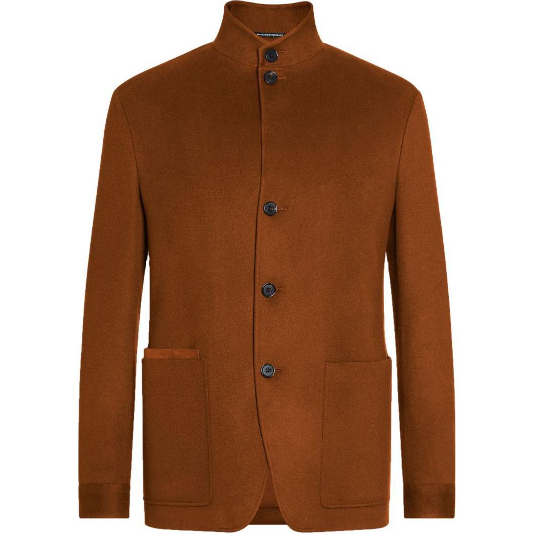 Order Zegna FW24 棕色立領單排扣長袖外套 869C5-2A81VH-KQ0
