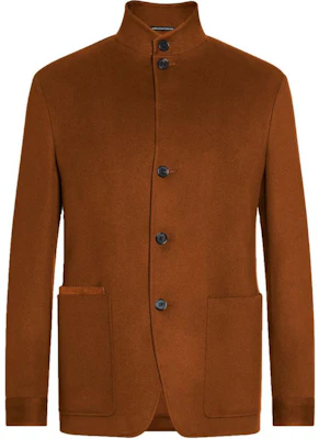 Zegna FW24 棕色立領單排扣長袖外套 869C5-2A81VH-KQ0 Order Zegna FW24 棕色立領單排扣長袖外套 869C5-2A81VH-KQ0