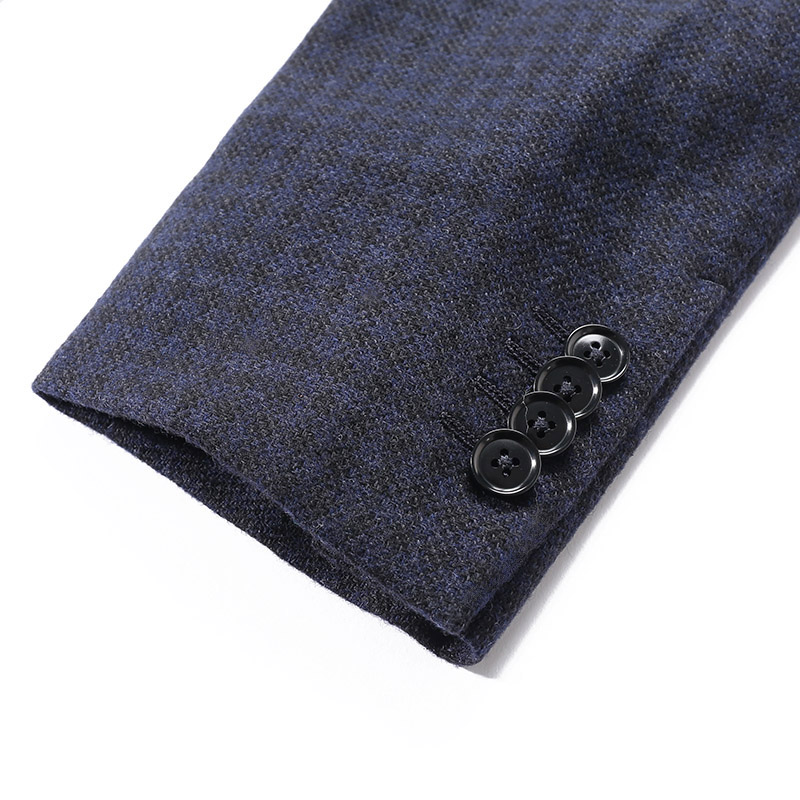 Purchase Zegna FW24 深藍單排扣格紋長袖西裝外套 85074-6A81DN-MG0