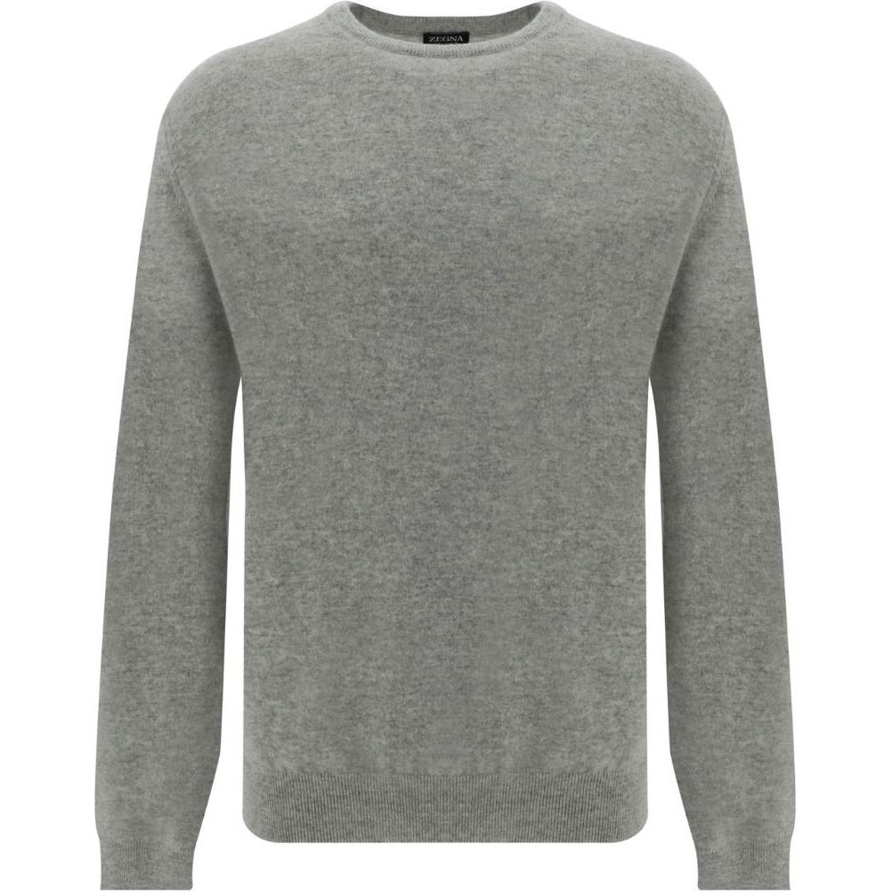 Order Zegna FW24 Suéter de Cachemira Gris Sólido de Manga Larga para Hombre. UEK10-A8110-K91