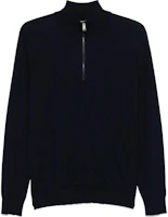 Order Zegna FW24 藍色高領半拉鍊針織毛衣 UEM00-A8128-B09