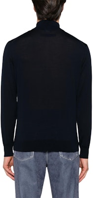 Zegna FW24 藍色高領半拉鍊針織毛衣 UEM00-A8128-B09 Shop Zegna FW24 藍色高領半拉鍊針織毛衣 UEM00-A8128-B09