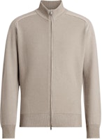 Zegna FW24 Striped Stand Collar Knit Pullover Beige Long Sleeve Sweater. UEJ92-A8157-152 Zegna FW24 Striped Stand Collar Knit Pullover Beige Long Sleeve Sweater. UEJ92-A8157-152