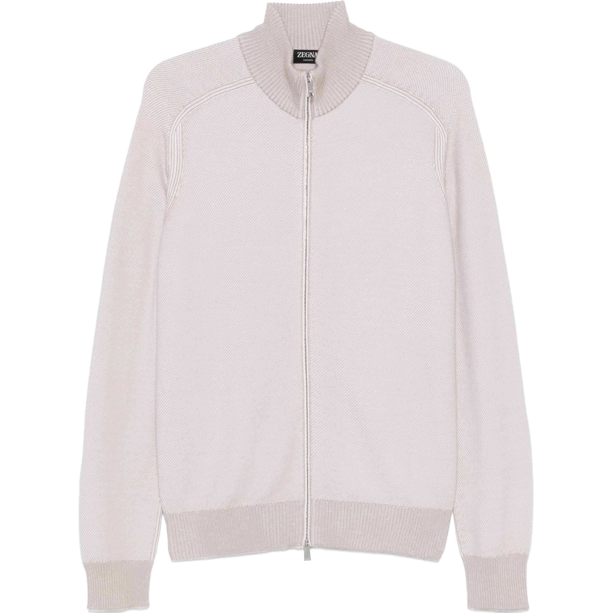 Order 杰尼亚 FW24 条纹立领针织米色长袖毛衣. UEJ92-A8157-152