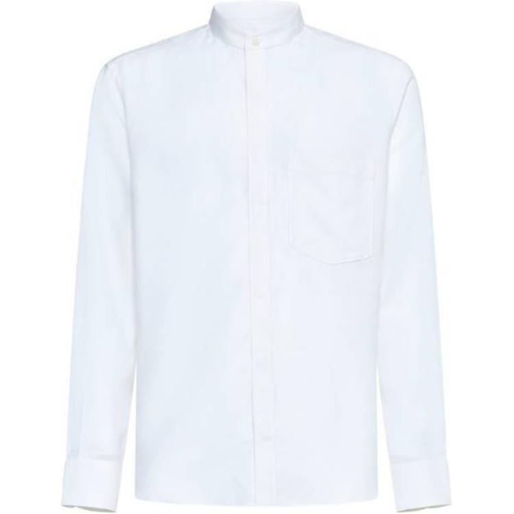 Order Zegna FW24 白色長袖寬鬆版釦扣圓領襯衫 UEX44A8-SRG8-210