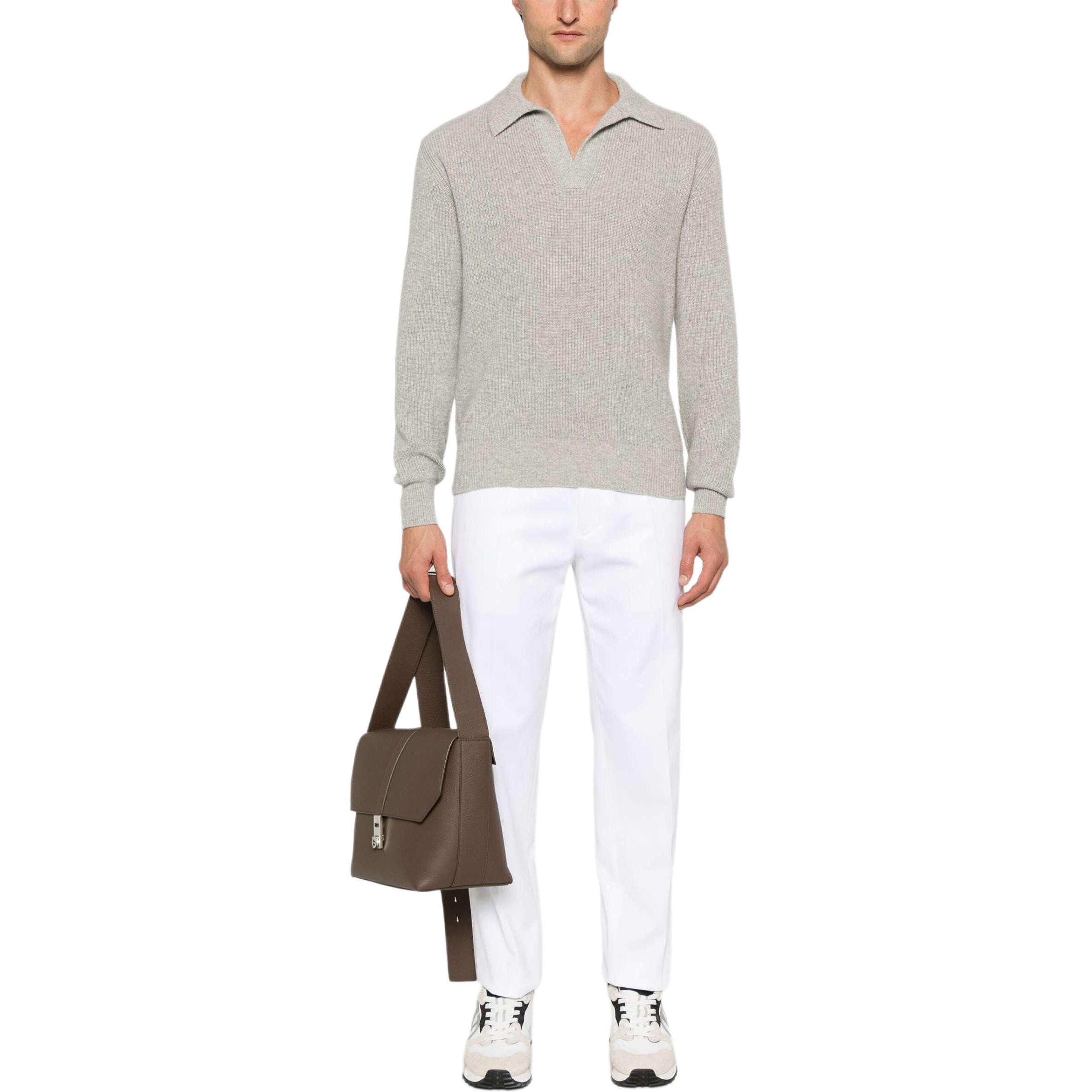 Zegna FW24  White Solid Color Zipper Straight-Leg Casual Pants UEI14-A8TP45 圖 3